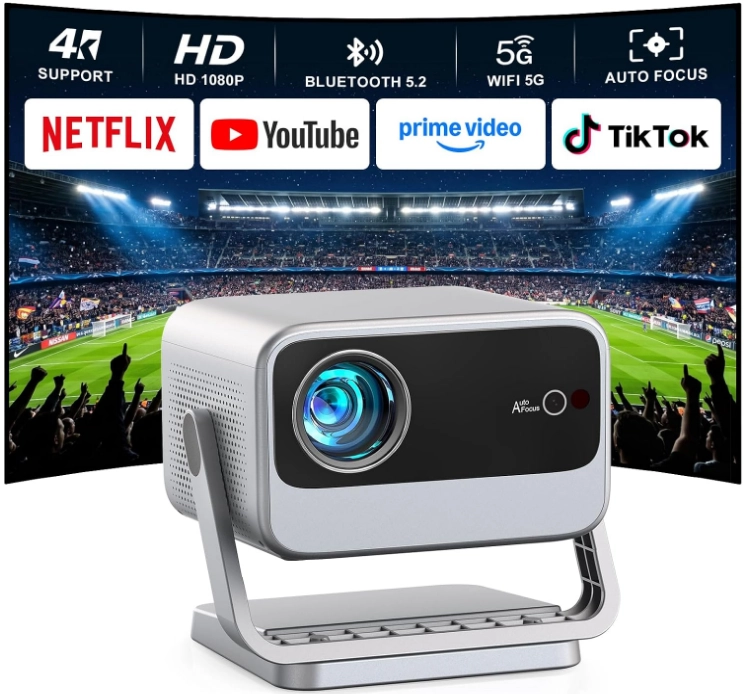 VOPLLS Q5 - 2026 Newly Smart TV Operating System, 360° rotating stand and ultra-thin mini 1080p projector
